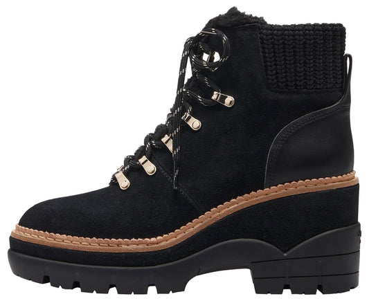 kate spade new york Willow Lug Lace Up Bootie, Black, 8.5