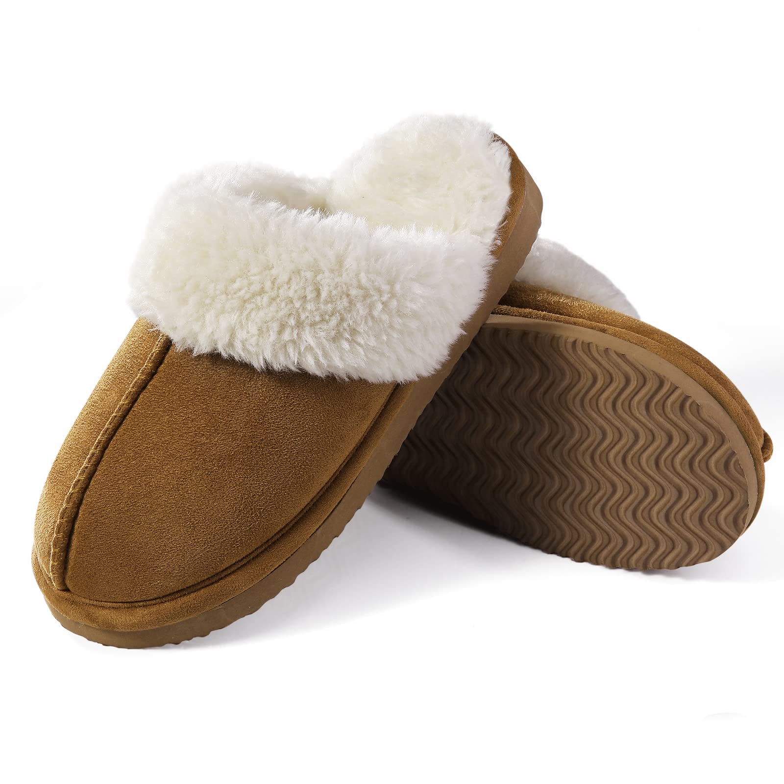 Fuzzy Memory Foam Slippers for Women - Fluffy Winter House Shoes Indoor Outdoor