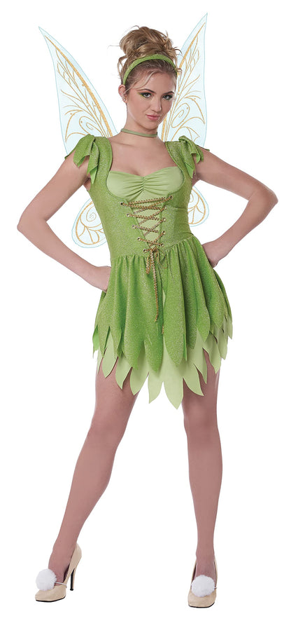 Tinkerbell Costume - Women's Classic Fairy Outfit with Wings and Accessories Green