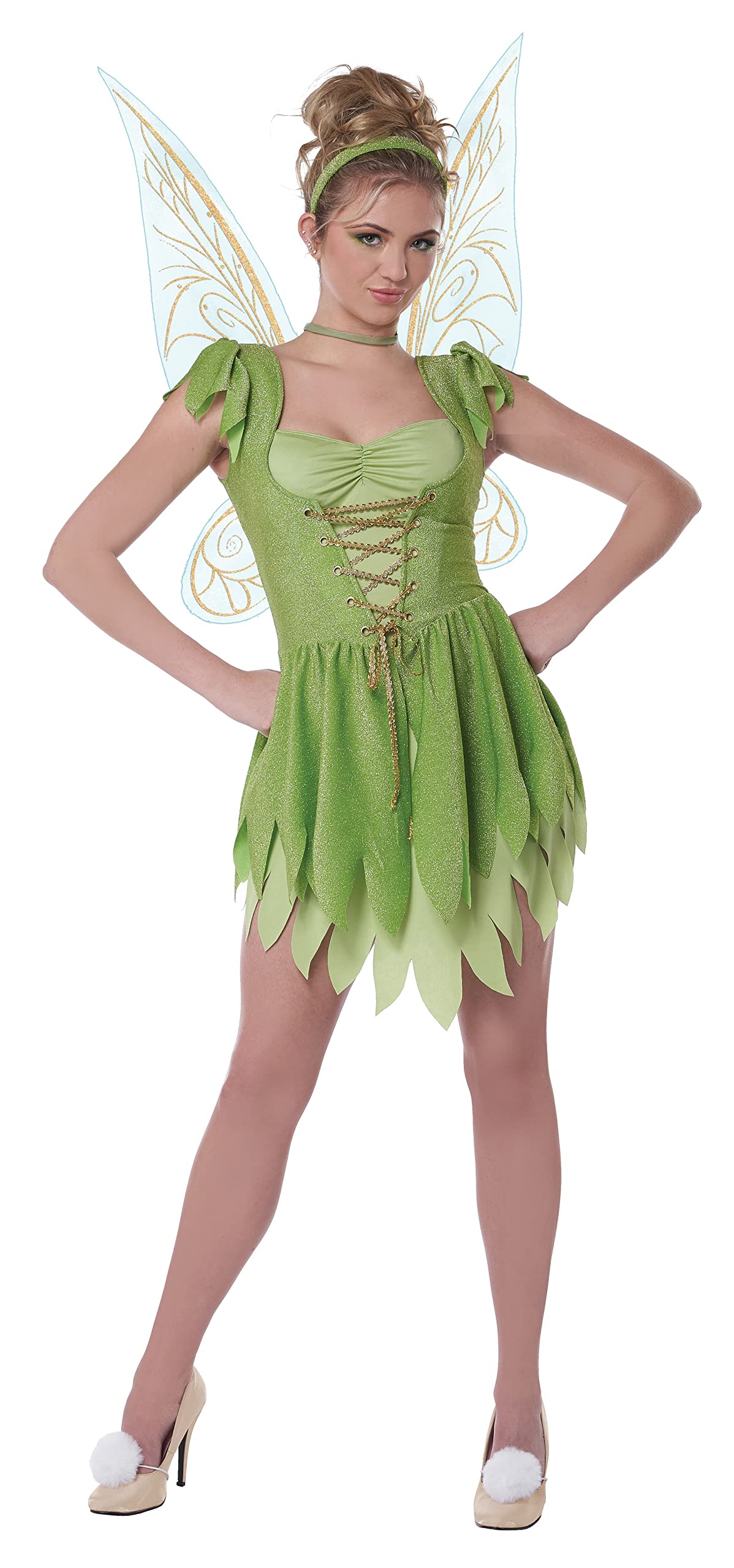 Tinkerbell Costume - Women's Classic Fairy Outfit with Wings and Accessories Green
