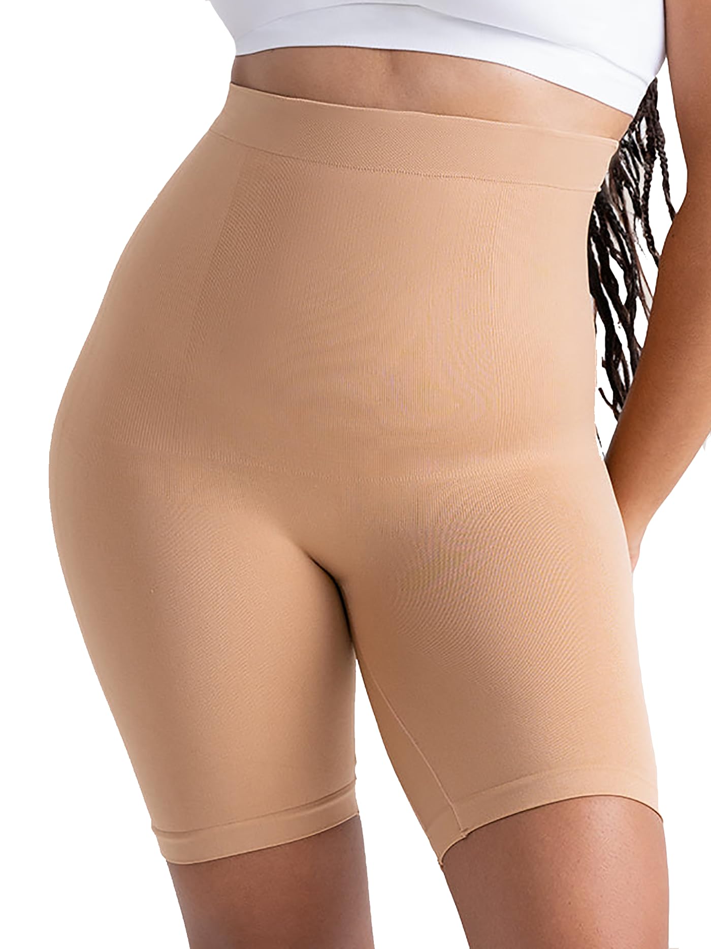 High Waisted Shapewear Women Tummy Control Shorts Body Shaper Underwear Sand