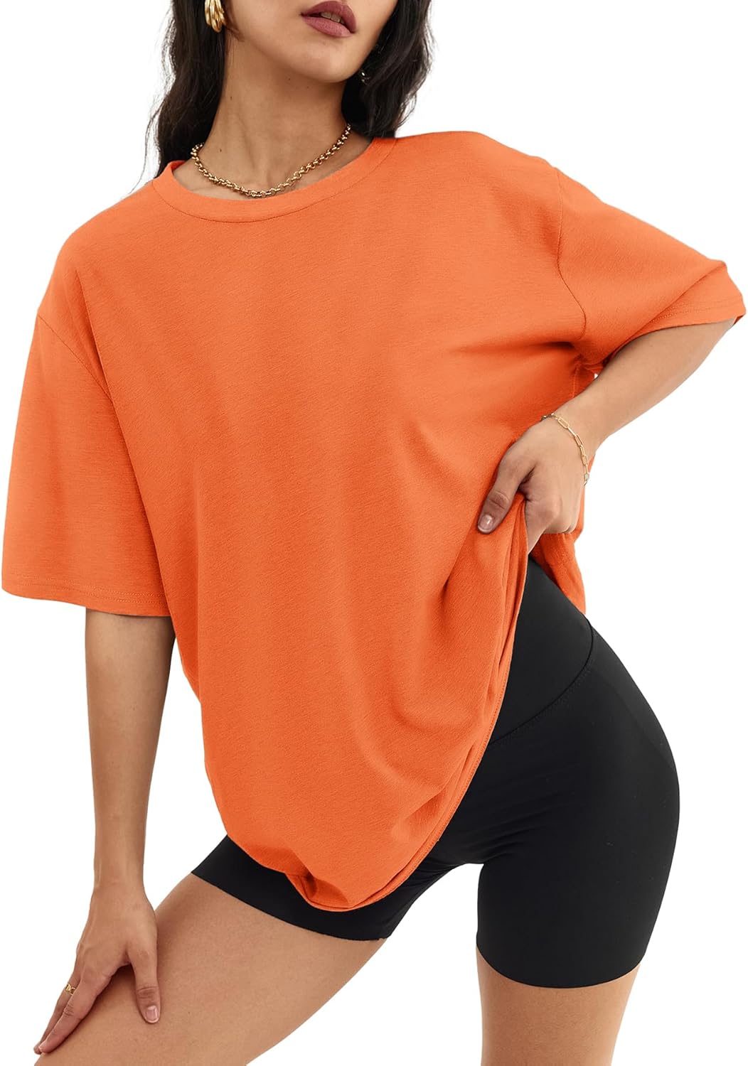 Women's Oversized T Shirts - Loose Fit Crewneck Short Sleeve Casual Tops