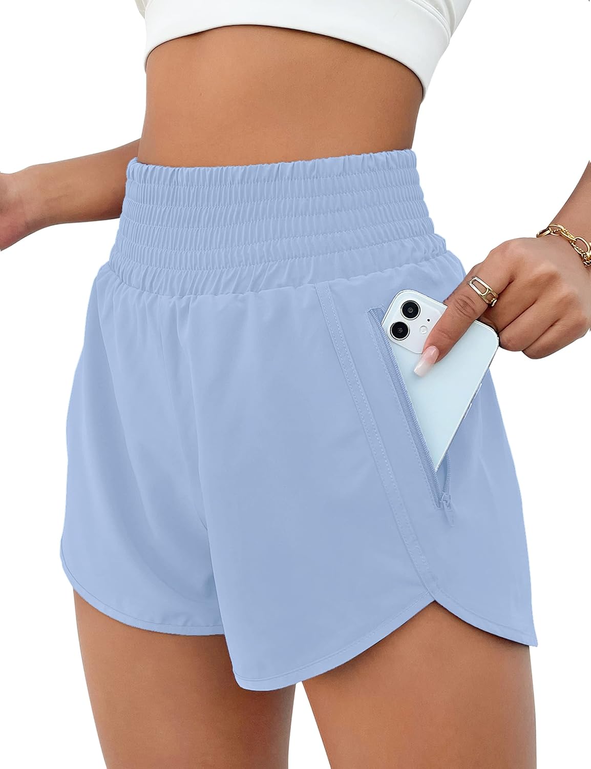 High Waisted Athletic Shorts Women Running Workout Shorts with Pockets Gym Sporty