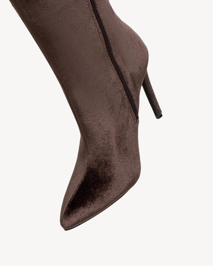 NEWBELLA Women's Suede Knee-High Boots - Sleek Design Stiletto Heel Boots for Daily Wear, Halloween, Christmas