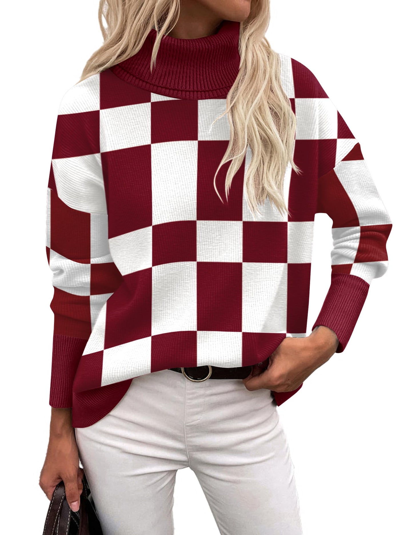 Orange Turtleneck Sweater - Turtleneck Sweater for Women - Chunky Knit Pullover with High Low Hem Plumplaid