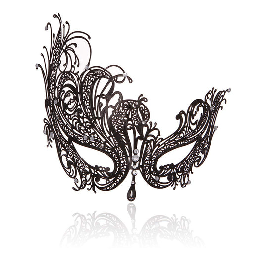 Rhinestone Metal Masquerade Mask for Women - Venetian Party Mask - Elegant Prom Ball Costume Accessory Phoenix Black