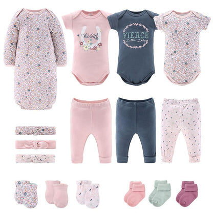 Baby Girl Layette Gift Set 16 Piece - Newborn Clothes 0-9 Months Prairie Floral Cotton 6-9 Months