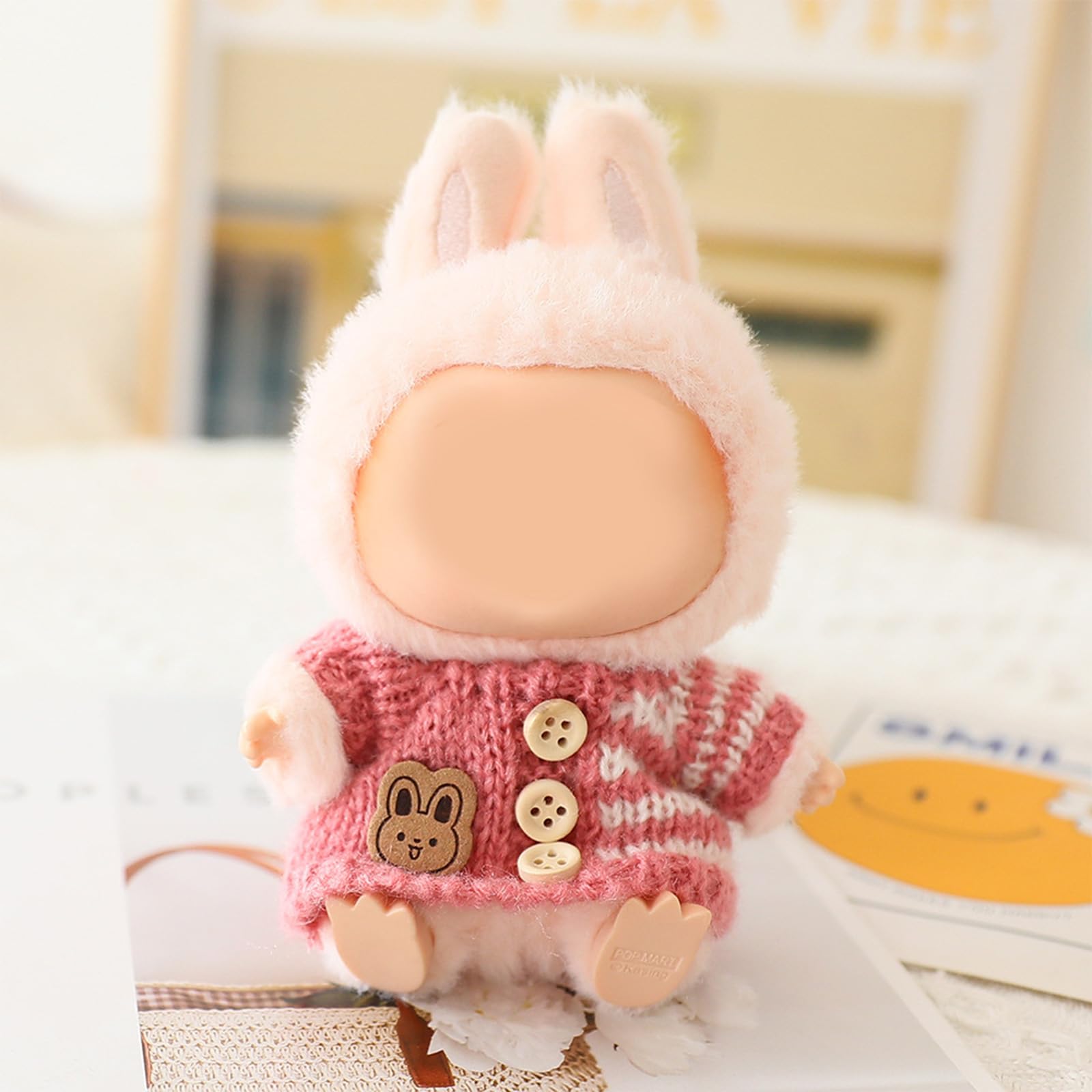 3 Piece Handmade Crochet Outfit for 17cm Dolls - Heart Sweater Hat & Bag Set