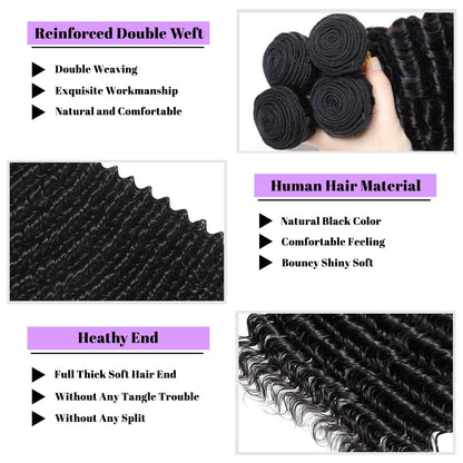 Brazilian Virgin Hair Bundles Deep Wave Human Hair Extensions