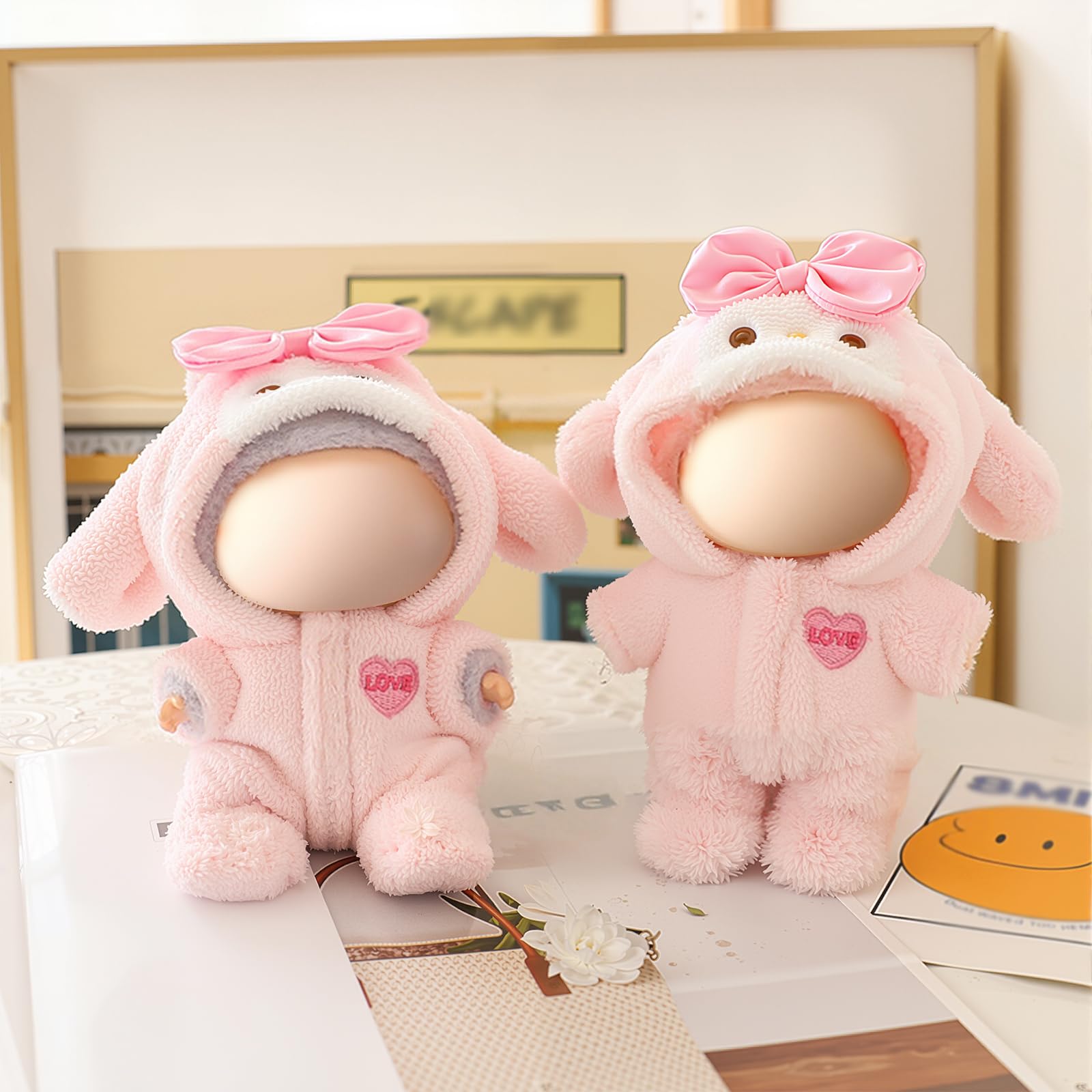 3 Piece Handmade Crochet Outfit for 17cm Dolls - Heart Sweater Hat & Bag Set