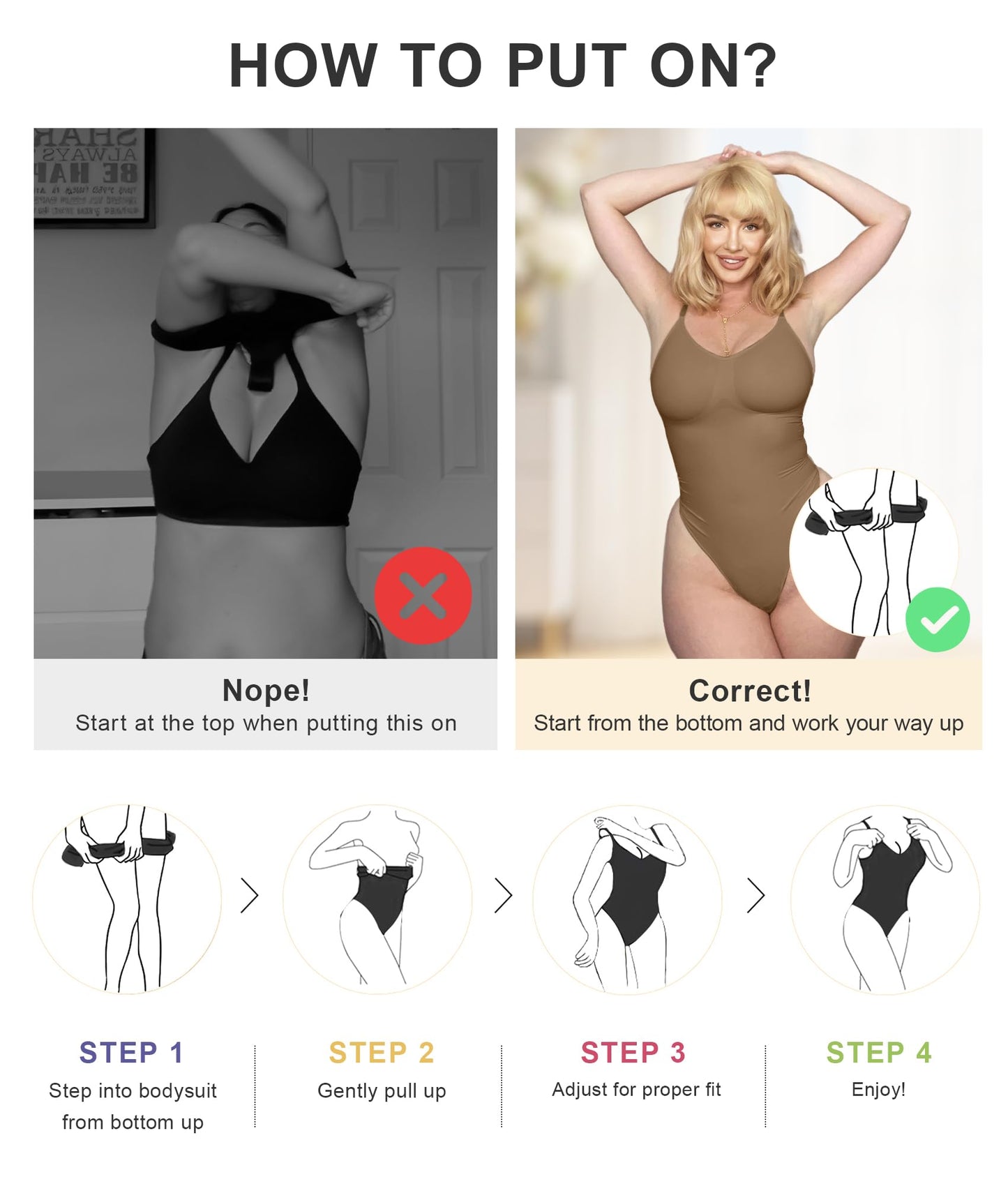 Women's Shapewear Bodysuit Tummy Control Seamless Body Shaper