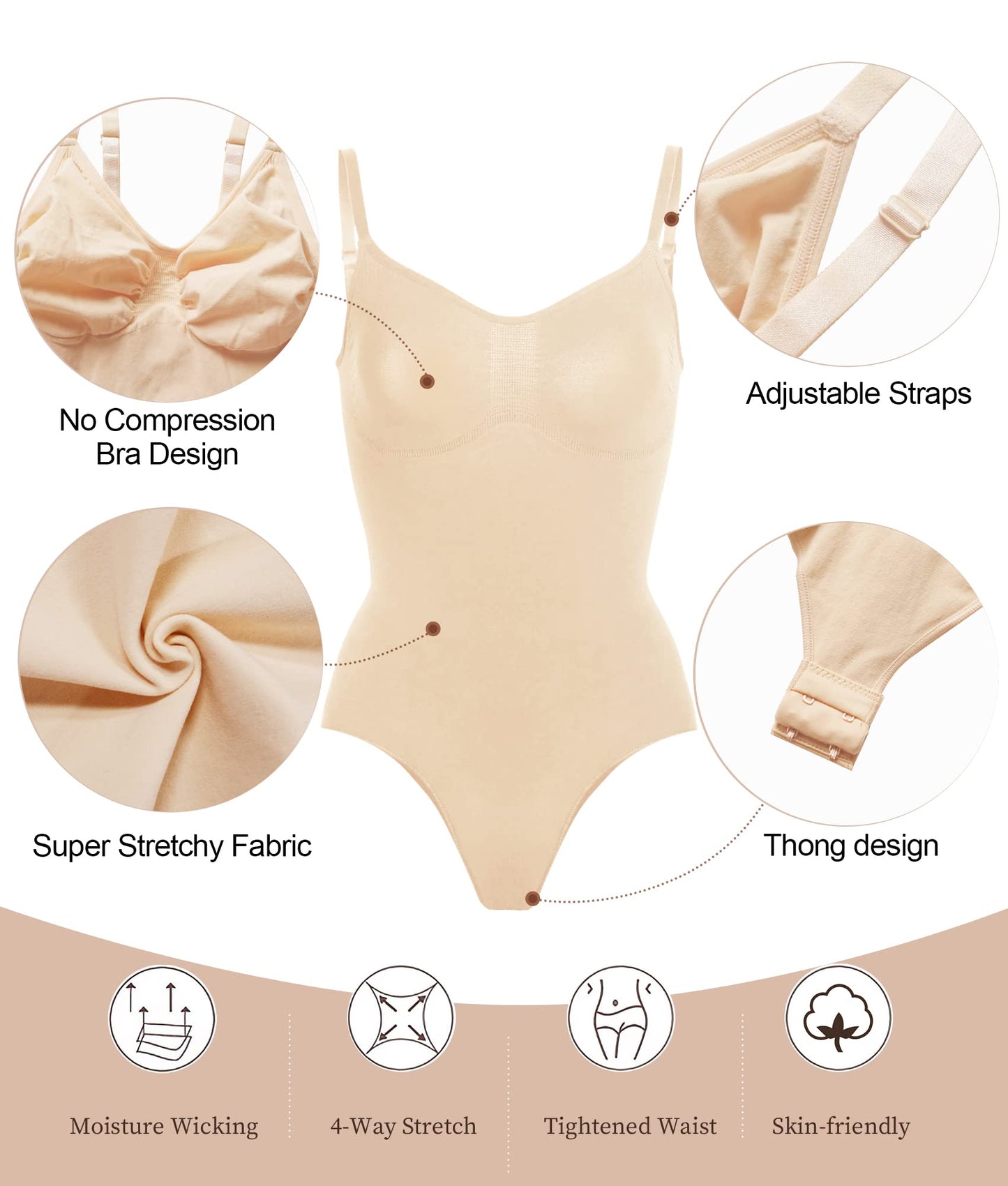 Women's Shapewear Bodysuit Tummy Control Seamless Body Shaper