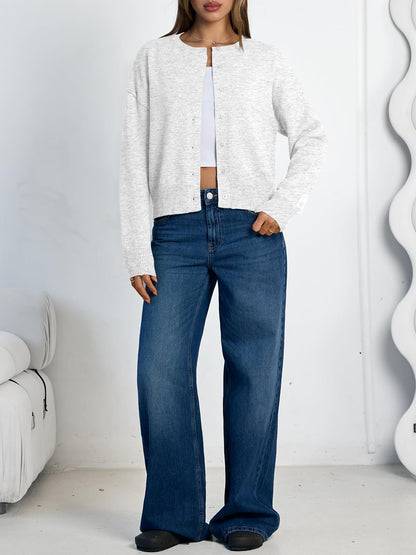 Women's Cropped Cardigan Sweaters - Lightweight Fall Button Up Knit