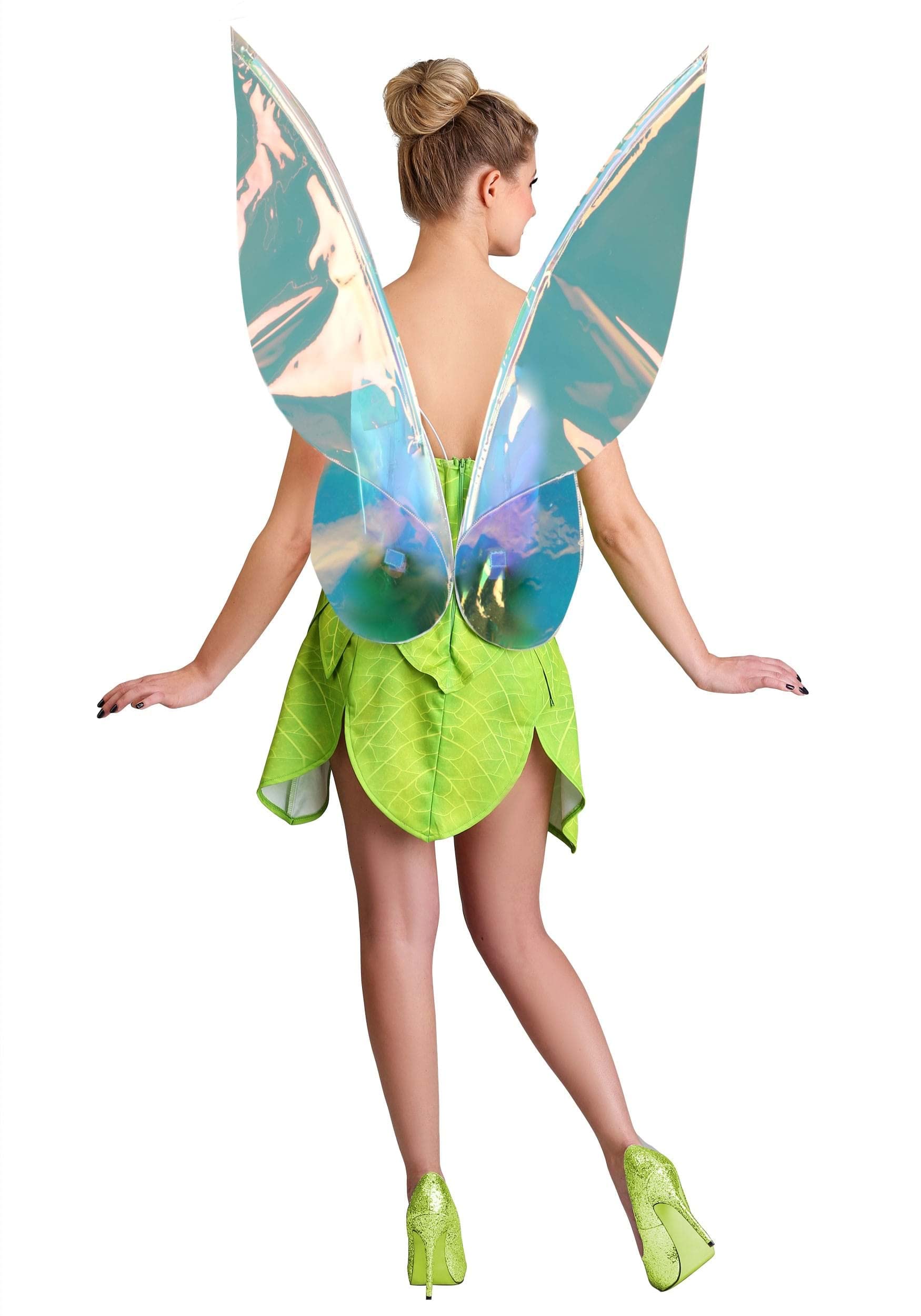 Fairytale Tink Costume - Women's Fairy Dress with Wings and Leaf Panels