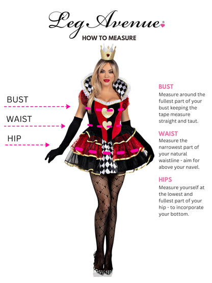 Queen of Hearts Halloween Costume Set - 2 Piece Adult Women's Outfit