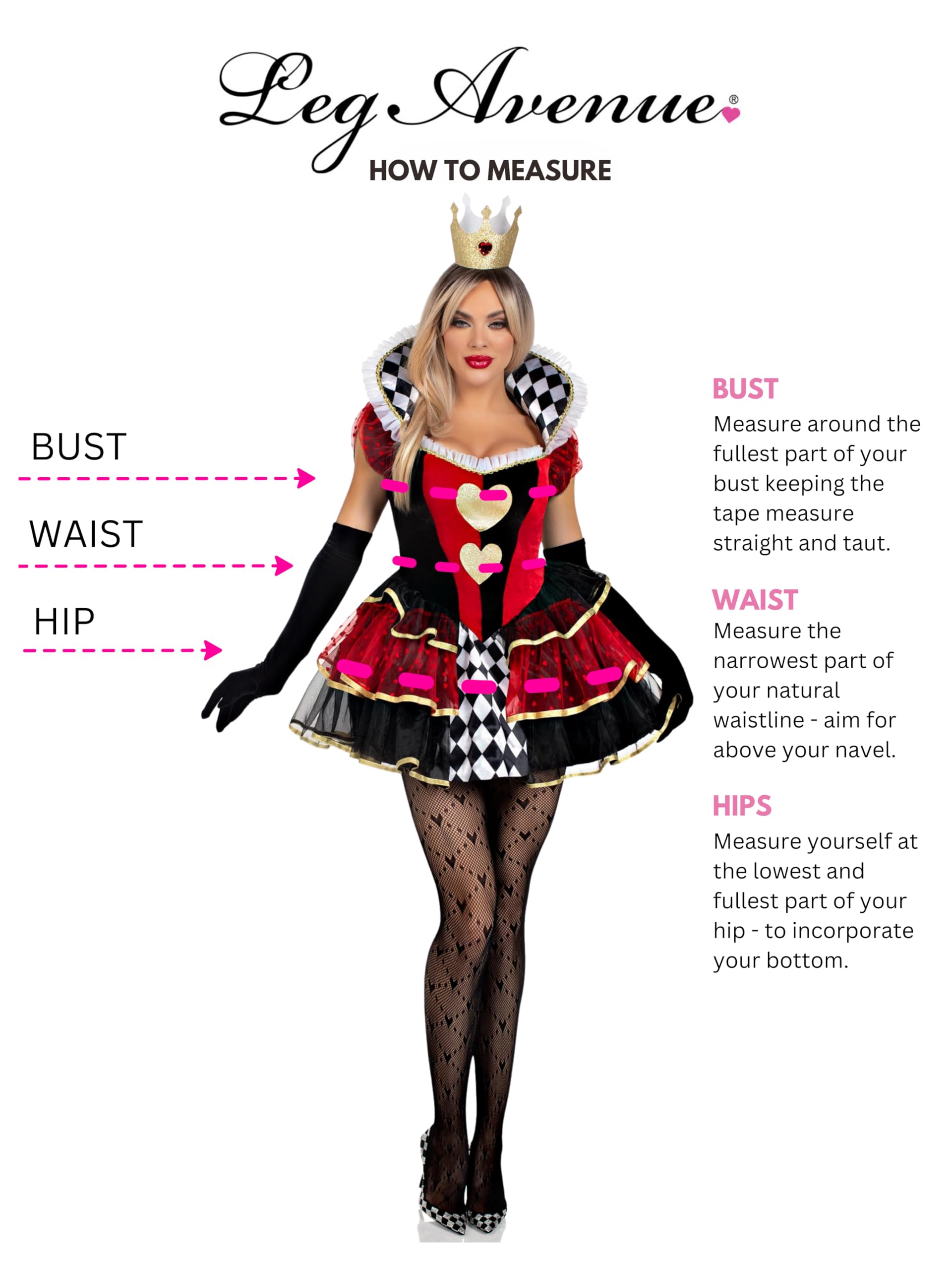 Queen of Hearts Halloween Costume Set - 2 Piece Adult Women's Outfit