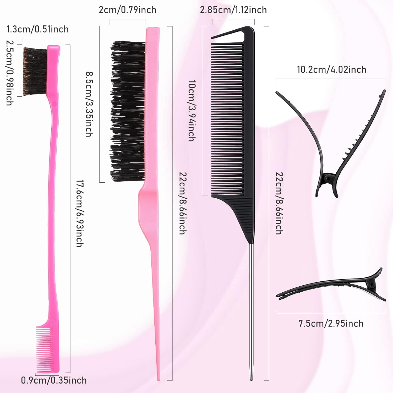 Hair Brush Set 12 Pieces Double Sided Edge Brush Teasing Combs Styling Kit