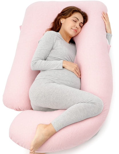 U-Shaped Full Body Pregnancy Pillow 57 Inch Maternity Support Pillow Pink