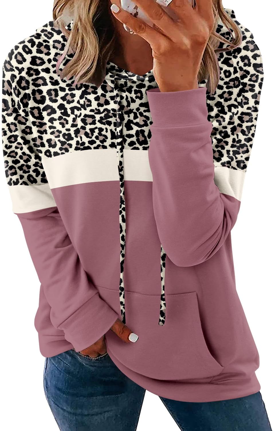 Pullover Hoodie - Tie Dye & Floral Print Hooded Sweatshirt with Pockets