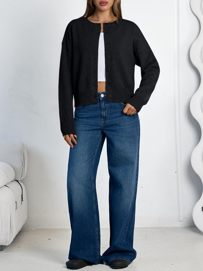 Women's Cropped Cardigan Sweaters - Lightweight Fall Button Up Knit