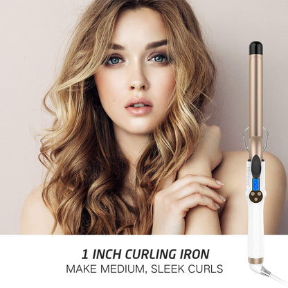 Professional Ceramic Tourmaline Curling Iron 3/4 Inch - Hair Curler with Heat Protection