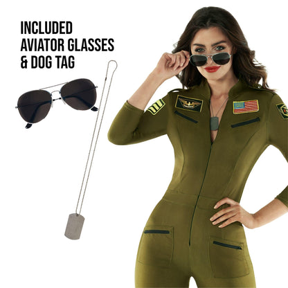 Pilot Costume for Women - Military Flight Suit Halloween Outfit