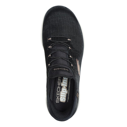 Skechers Women's Hands Free Slip-ins Summits Classy Night Sneaker, Black Rose Gold, 8