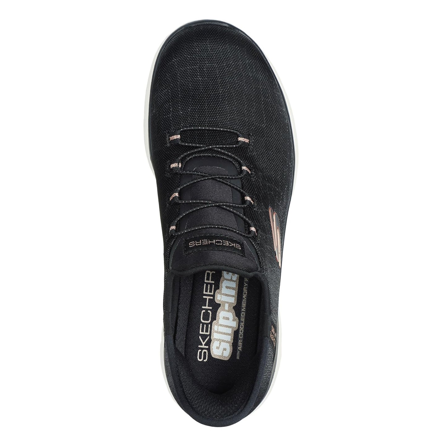 Skechers Women's Hands Free Slip-ins Summits Classy Night Sneaker, Black Rose Gold, 8