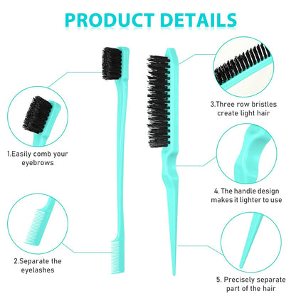 Hair Brush Set 12 Pieces Double Sided Edge Brush Teasing Combs Styling Kit