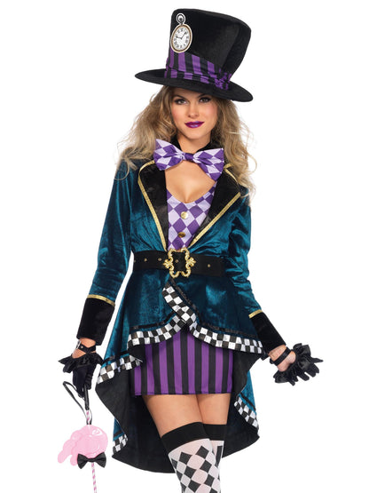 Mad Hatter Costume - 5 Piece Delightful Women's Halloween Outfit Delightful Mad Hatter Halloween Costume