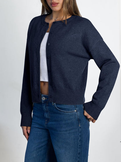 Women's Cropped Cardigan Sweaters - Lightweight Fall Button Up Knit