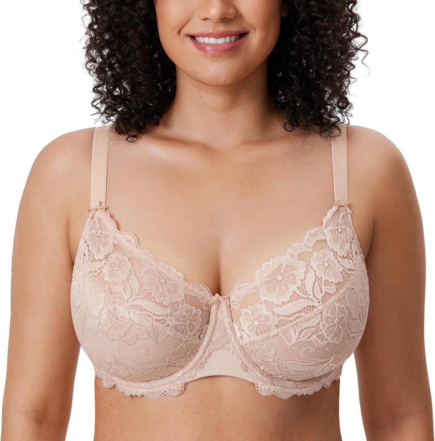 Plus Size Full Coverage Bra - Lace Underwire Unlined Bra Up to J Cup