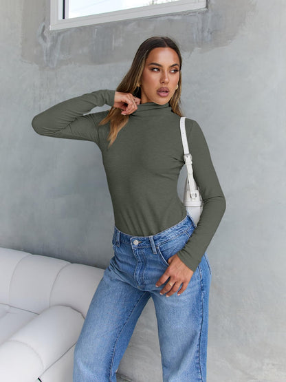 Women's Turtleneck Long Sleeve Shirts - Basic Thermal Underwear Tops