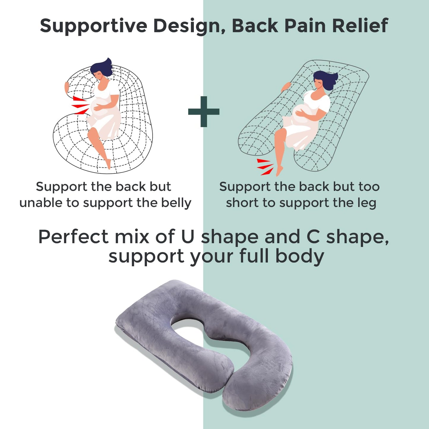 U-Shaped Full Body Pregnancy Pillow 57 Inch Maternity Support Pillow