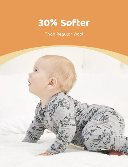 PATPAT Baby Footie Pajamas - Premium Tencel Lyocell & Wool Romper with 2-Way Zipper