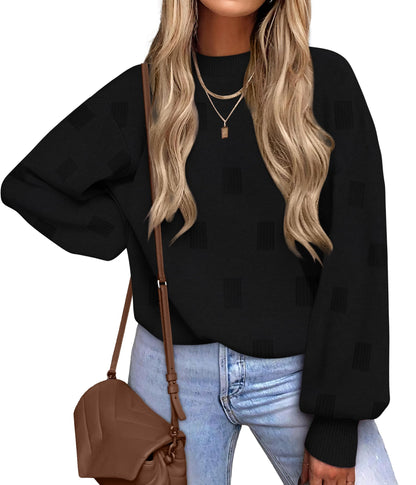 Women's Turtleneck Sweaters - Knit Pullover Long Sleeve Fall Fashion Top Black