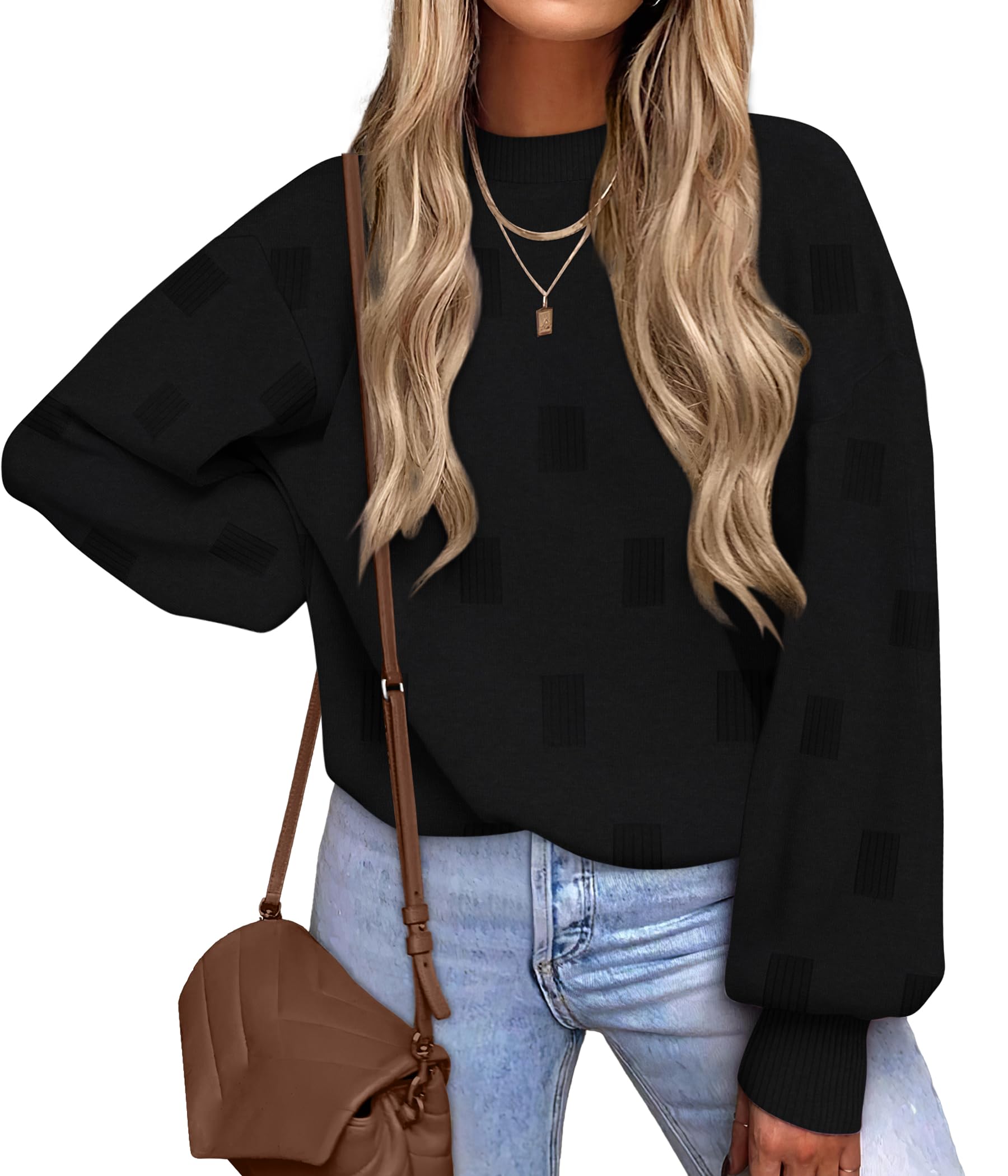 Women's Turtleneck Sweaters - Knit Pullover Long Sleeve Fall Fashion Top Black