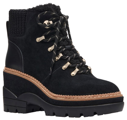 kate spade new york Willow Lug Lace Up Bootie, Black, 8.5