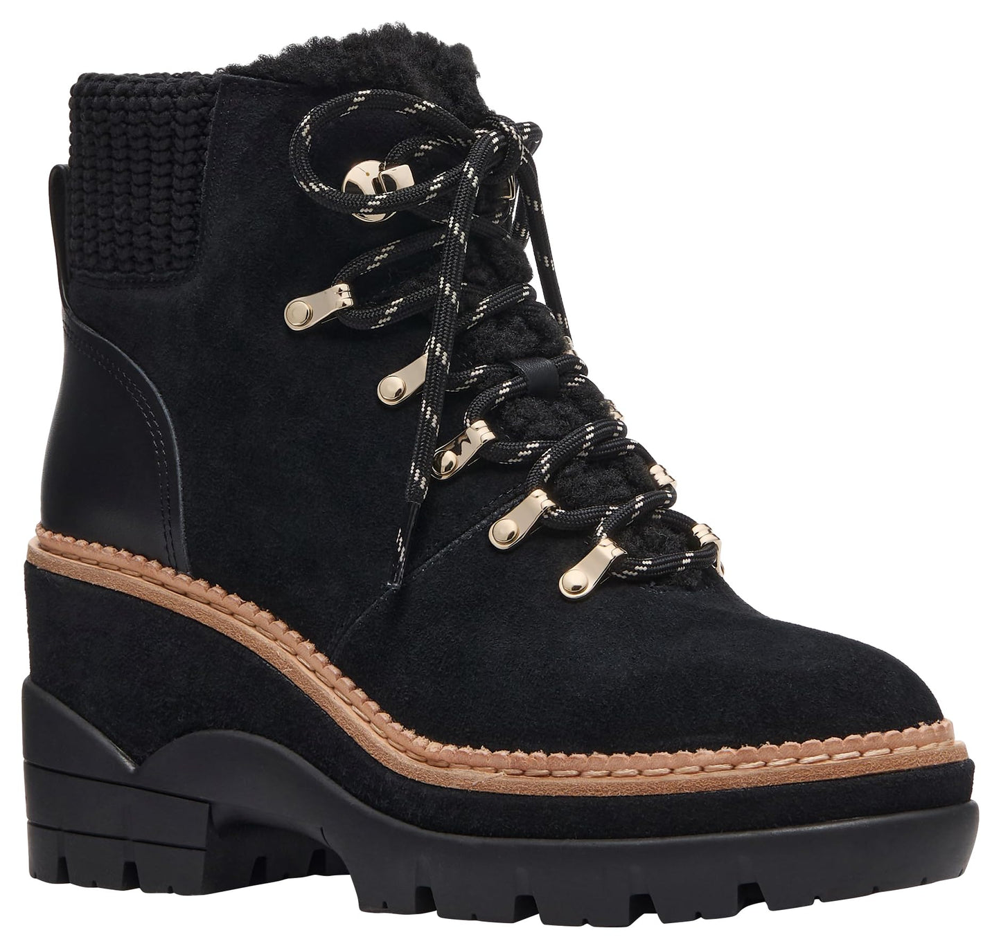 kate spade new york Willow Lug Lace Up Bootie, Black, 8.5