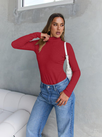 Women's Turtleneck Long Sleeve Shirts - Basic Thermal Underwear Tops