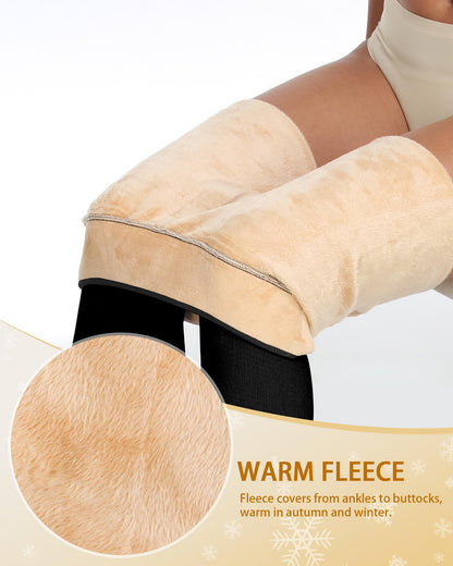 CHRLEISURE Women's Fleece Lined Tights - Fake Sheer Warm Pantyhose Thick Winter Leggings