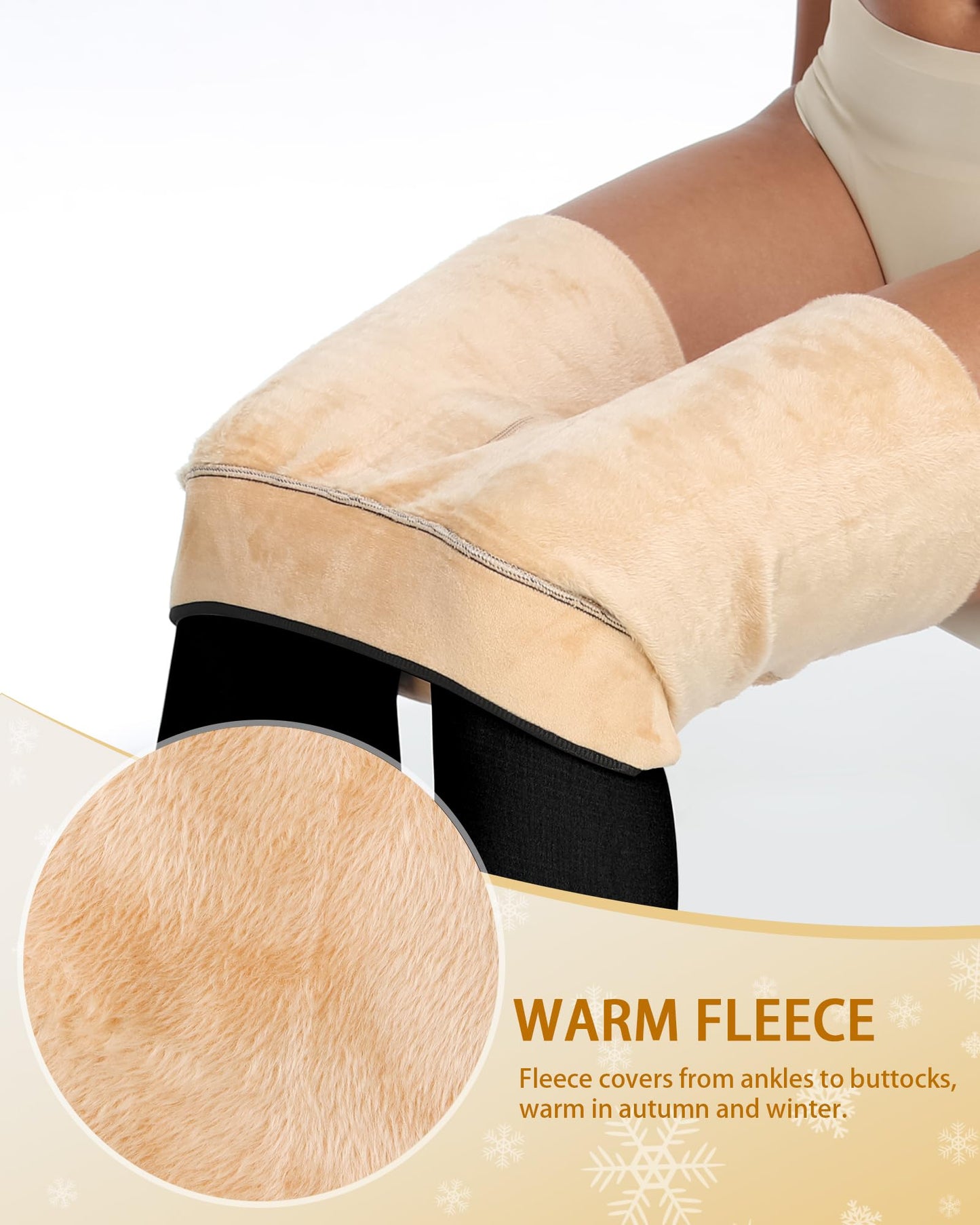 CHRLEISURE Women's Fleece Lined Tights - Fake Sheer Warm Pantyhose Thick Winter Leggings