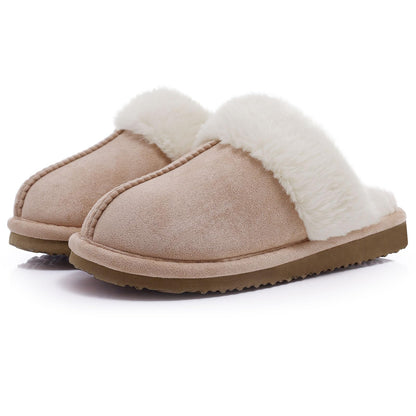 Fuzzy Memory Foam Slippers for Women - Fluffy Winter House Shoes Indoor Outdoor Apricot