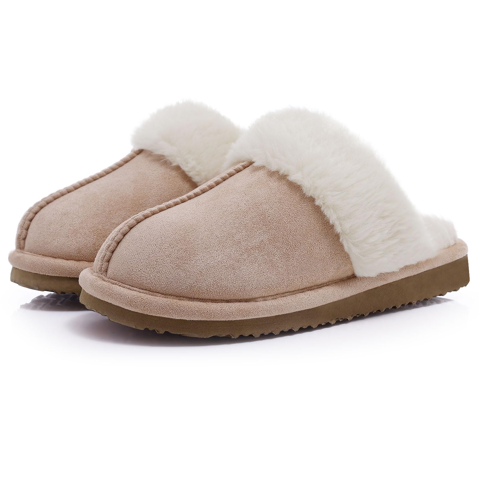 Fuzzy Memory Foam Slippers for Women - Fluffy Winter House Shoes Indoor Outdoor