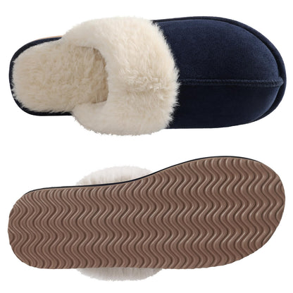 Fuzzy Memory Foam Slippers for Women - Fluffy Winter House Shoes Indoor Outdoor
