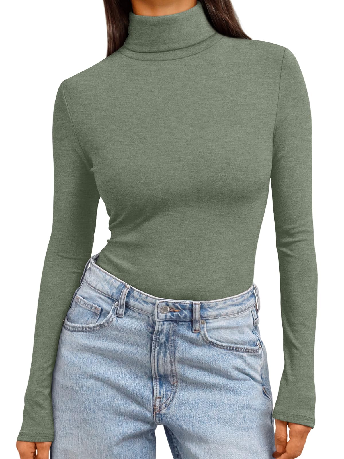Women's Turtleneck Long Sleeve Shirts - Basic Thermal Underwear Tops