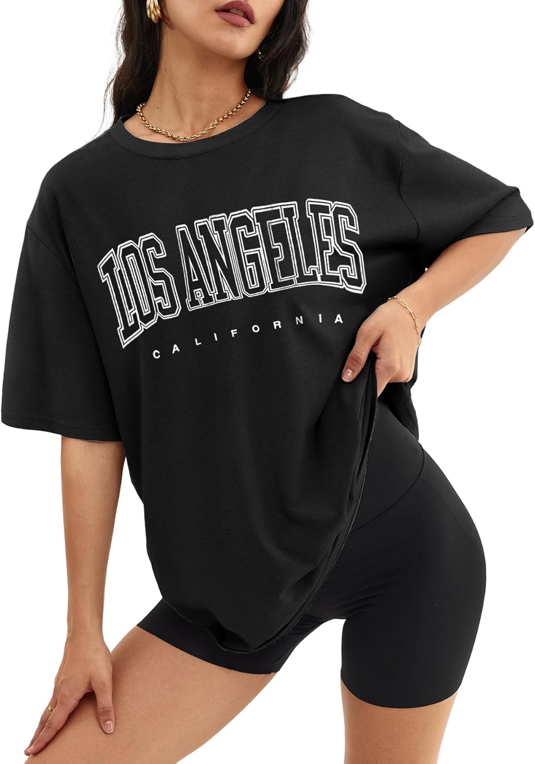 Women's Oversized T Shirts - Loose Fit Crewneck Short Sleeve Casual Tops