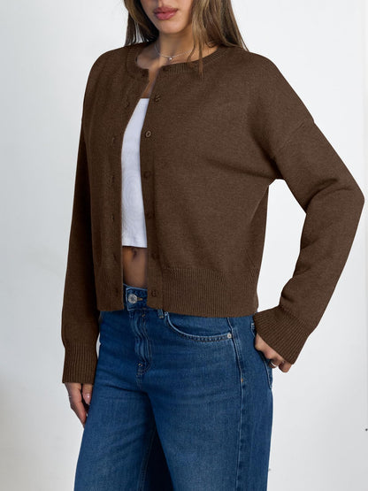 Women's Cropped Cardigan Sweaters - Lightweight Fall Button Up Knit