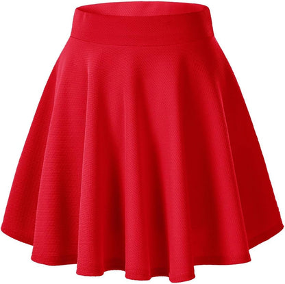 Women Flared Mini Skater Skirt - Stretchy A-Line Circle Skirt