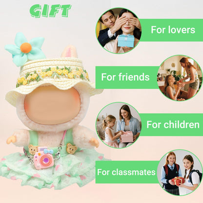 4 Piece Doll Clothes Set for 15cm-17cm Dolls - Outfit with Overalls Hat & Bag